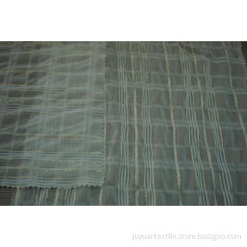Polyester Chiffon Crinkle Gold Lurex Stripe Dobby Fabric